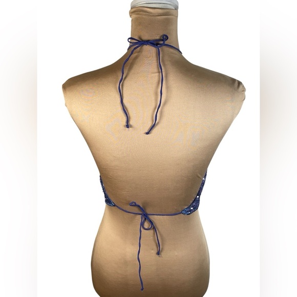 OSEREE Sequin-embellished Handkerchief‎ Top In Purple NWT Large (Top Only) - Picture 4 of 9